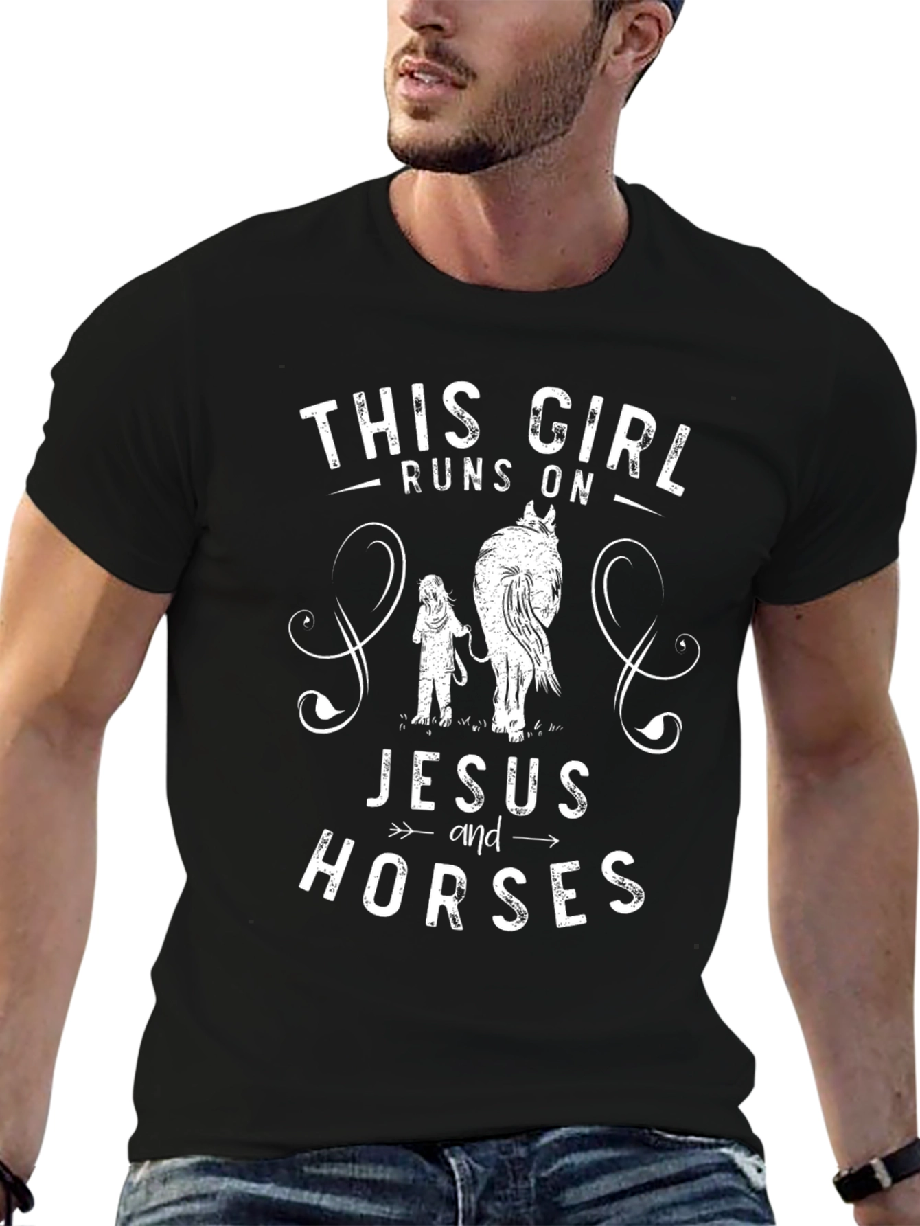 This Girl Runs on Jesus and Horses T-Shirt