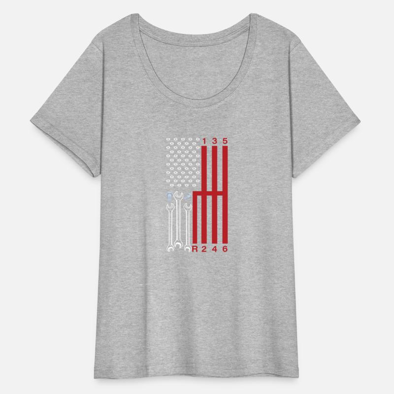 Car Mechanic Shifting Gear American Flag Drag