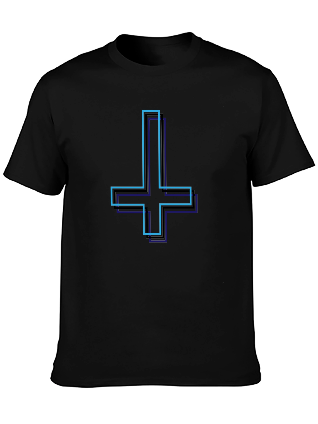 Inverted Cross Graphic Tee - Stylish Black T-Shirt