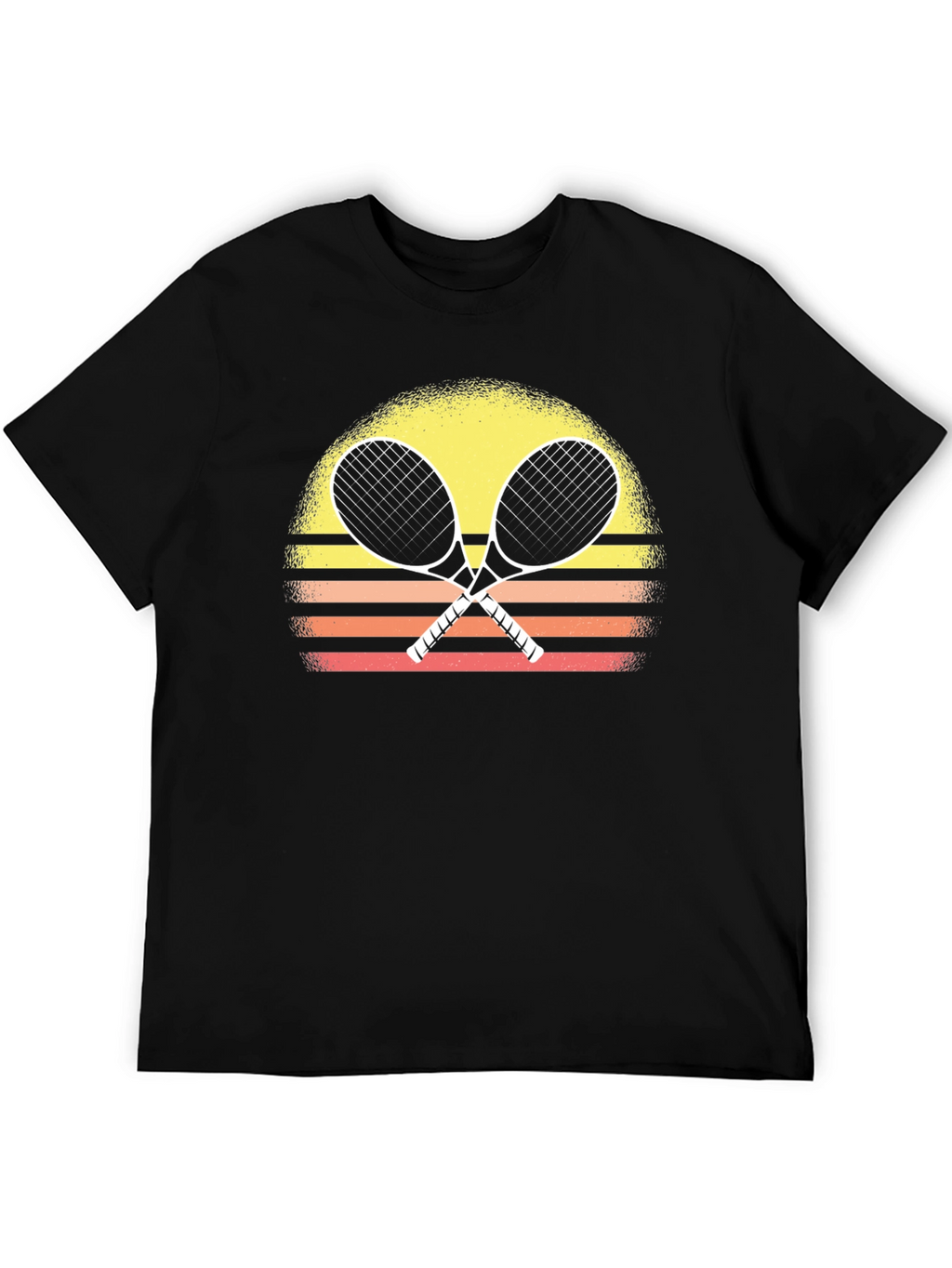 Retro Tennis Racquet T-Shirt Sunset Design