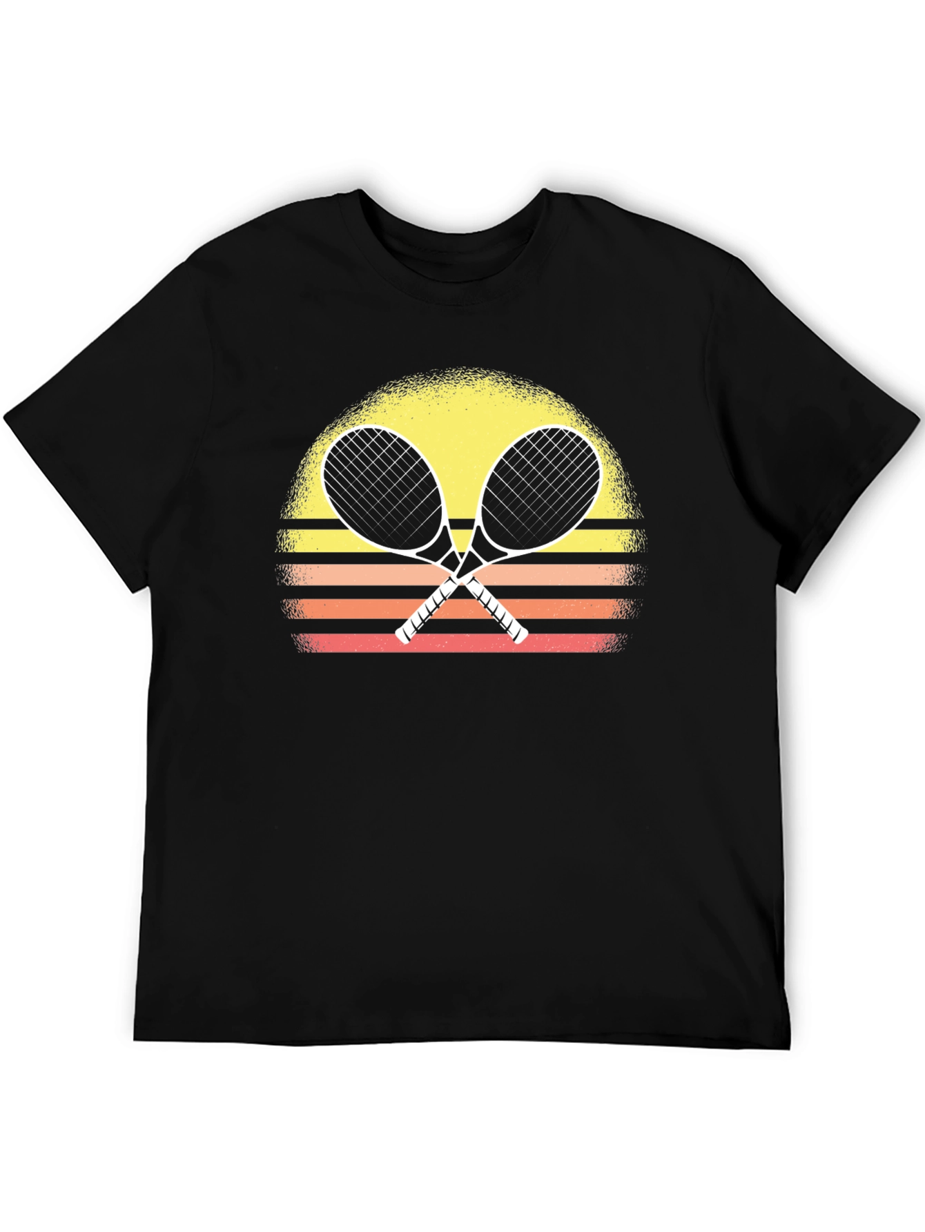 Retro Tennis Racquet T-Shirt Sunset Design