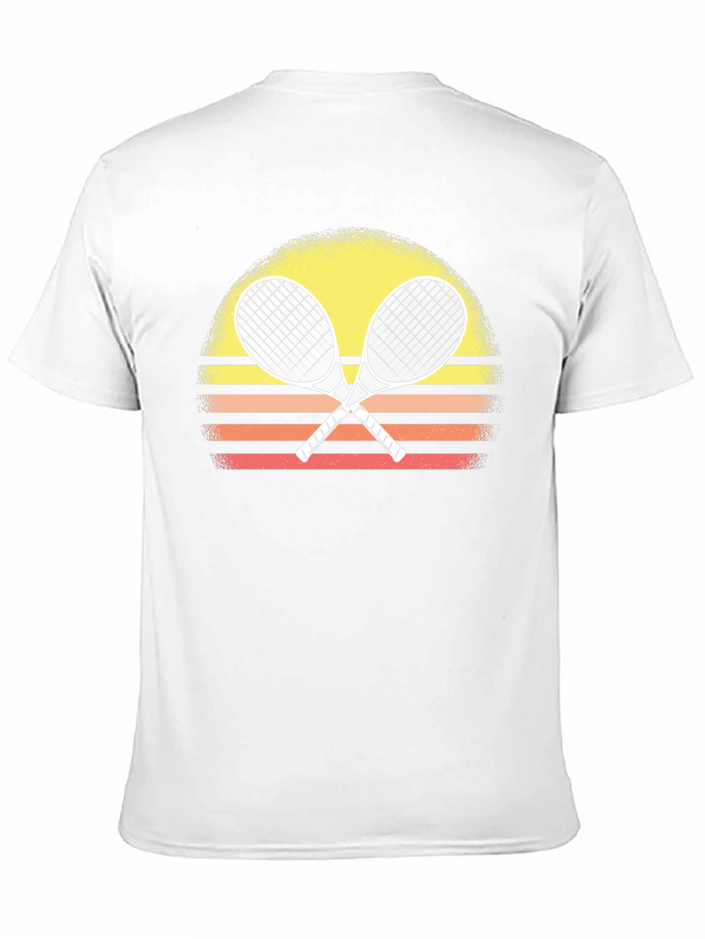 Retro Tennis Racquet T-Shirt Sunset Design