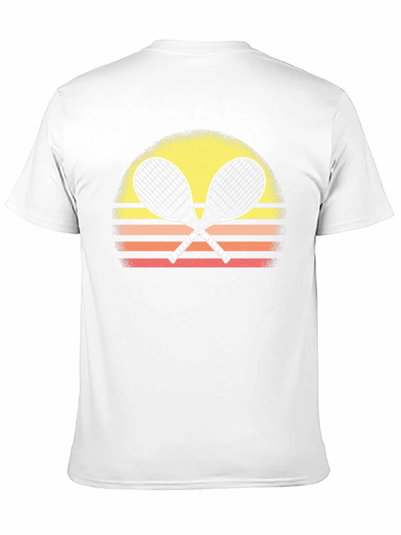 Retro Tennis Racquet T-Shirt Sunset Design