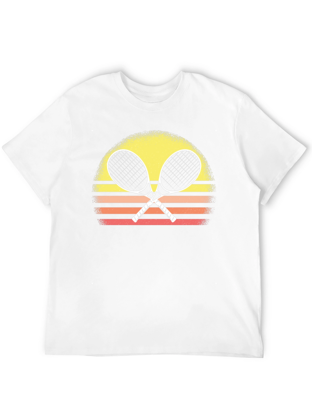 Retro Tennis Racquet T-Shirt Sunset Design