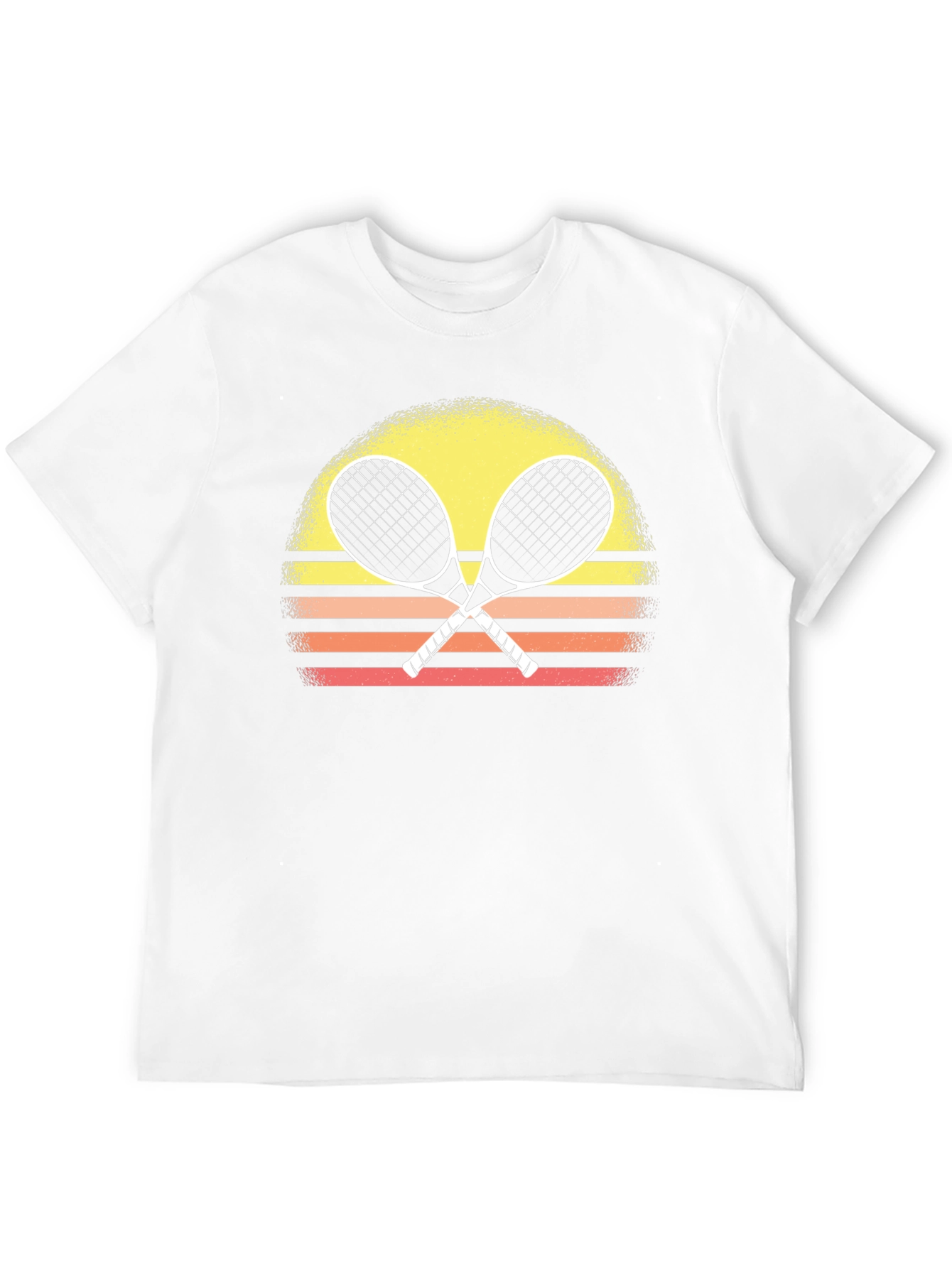 Retro Tennis Racquet T-Shirt Sunset Design