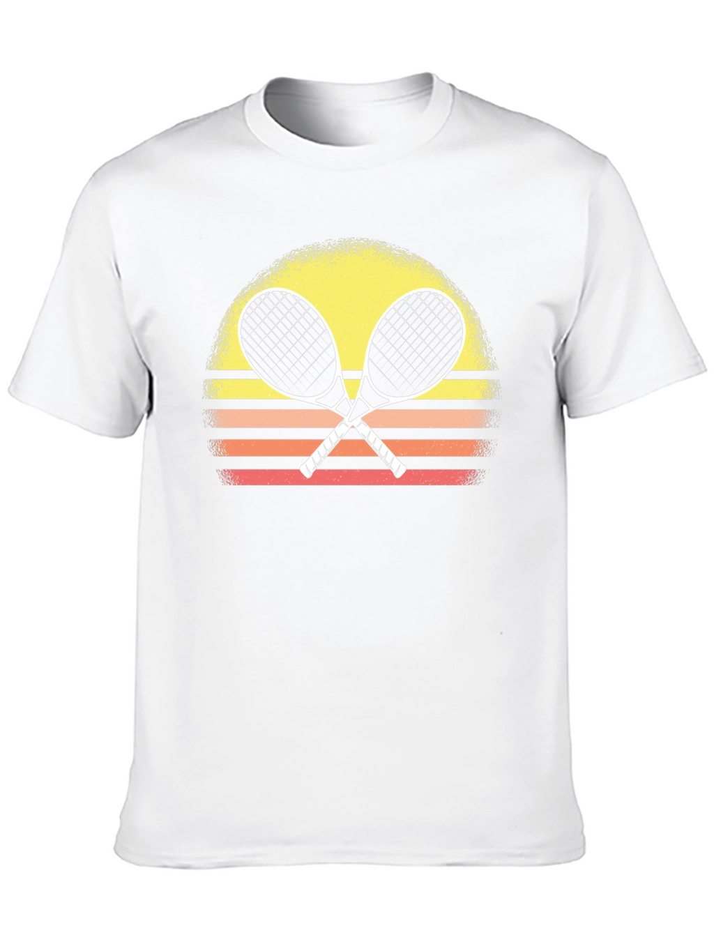 Retro Tennis Racquet T-Shirt Sunset Design