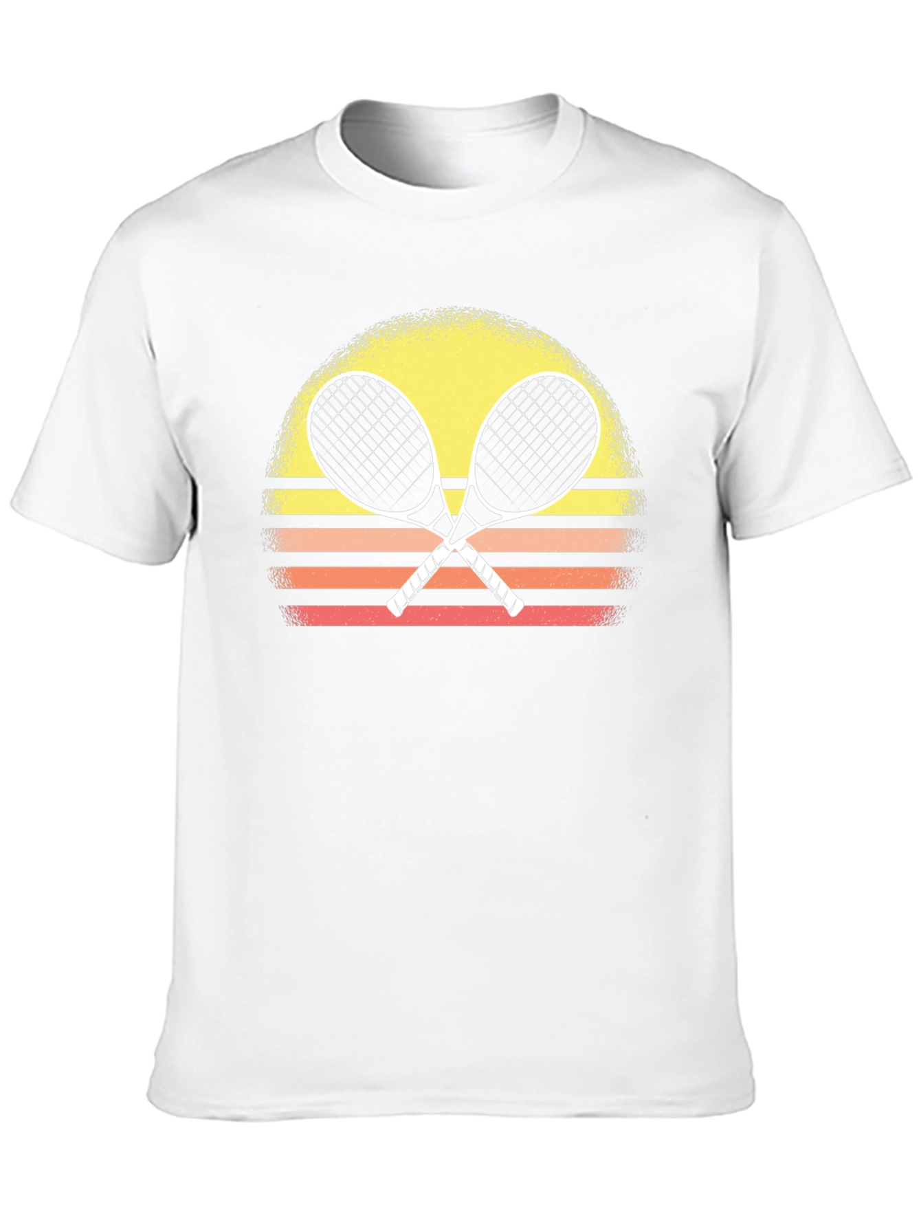 Retro Tennis Racquet T-Shirt Sunset Design