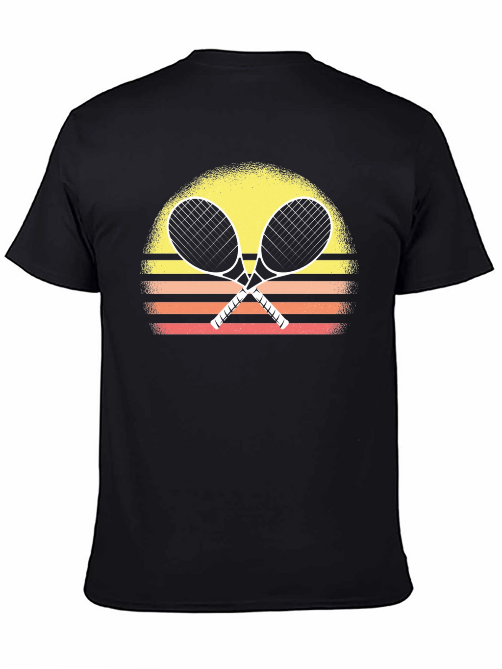 Retro Tennis Racquet T-Shirt Sunset Design