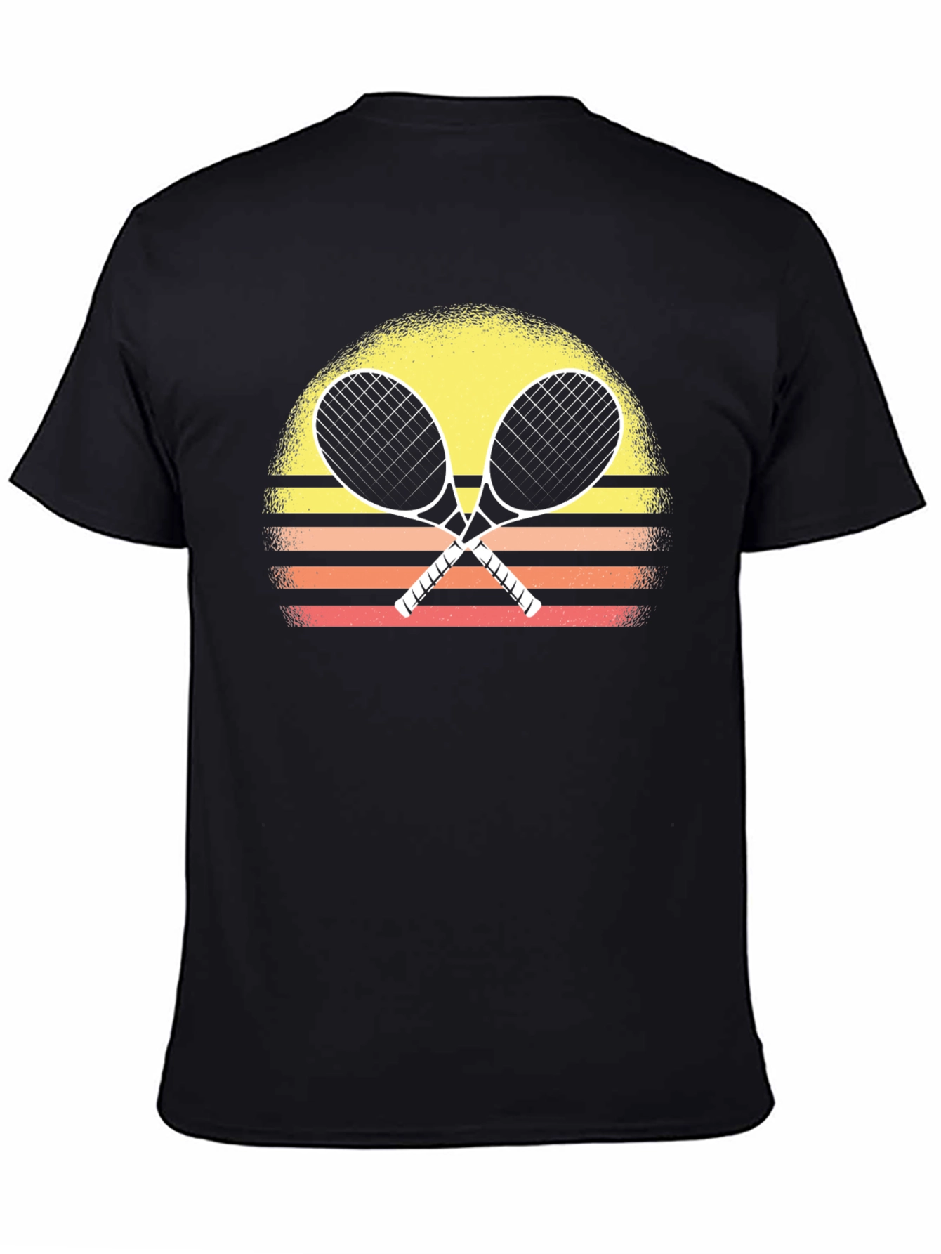 Retro Tennis Racquet T-Shirt Sunset Design