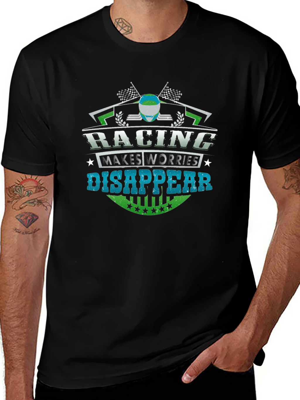 Racing Makes Worries Disappear Black T-Shirt