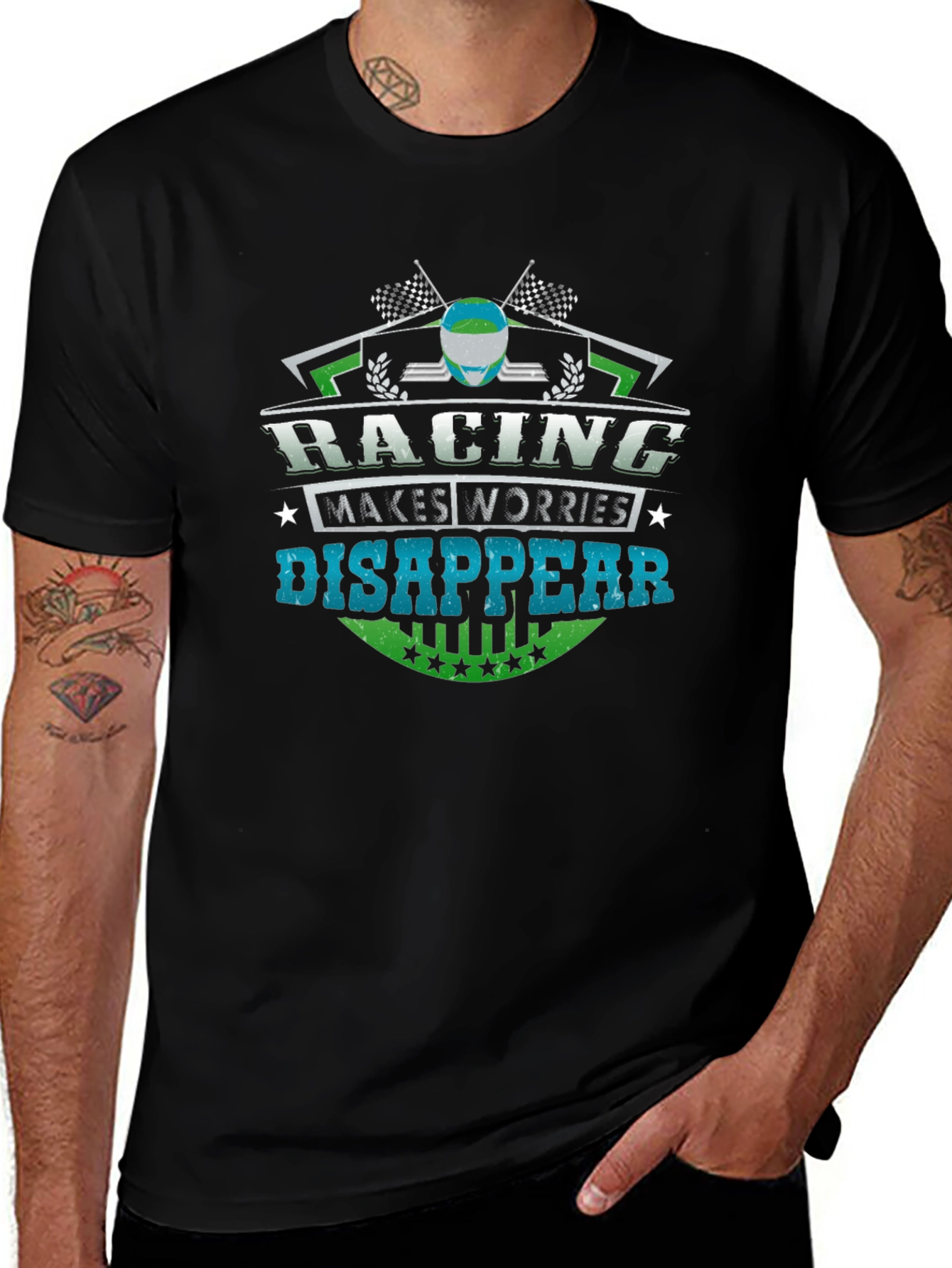 Racing Makes Worries Disappear Black T-Shirt