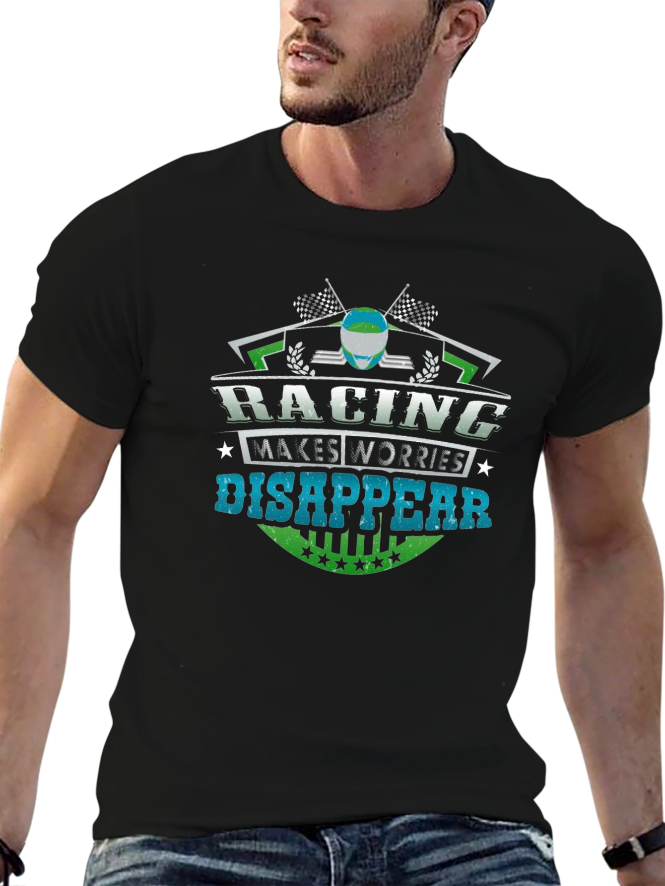 Racing Makes Worries Disappear Black T-Shirt