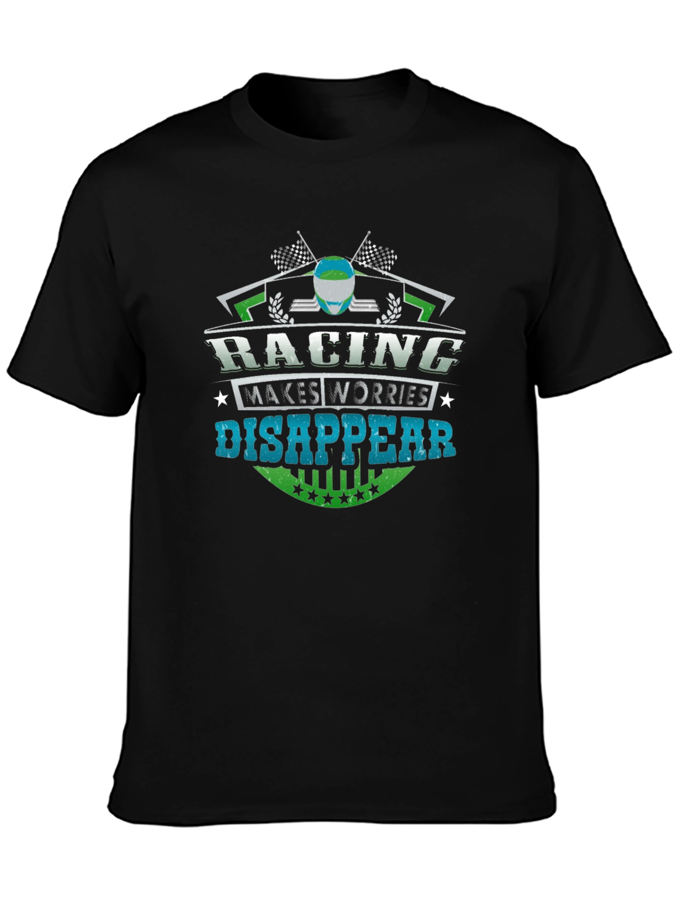 Racing Makes Worries Disappear Black T-Shirt