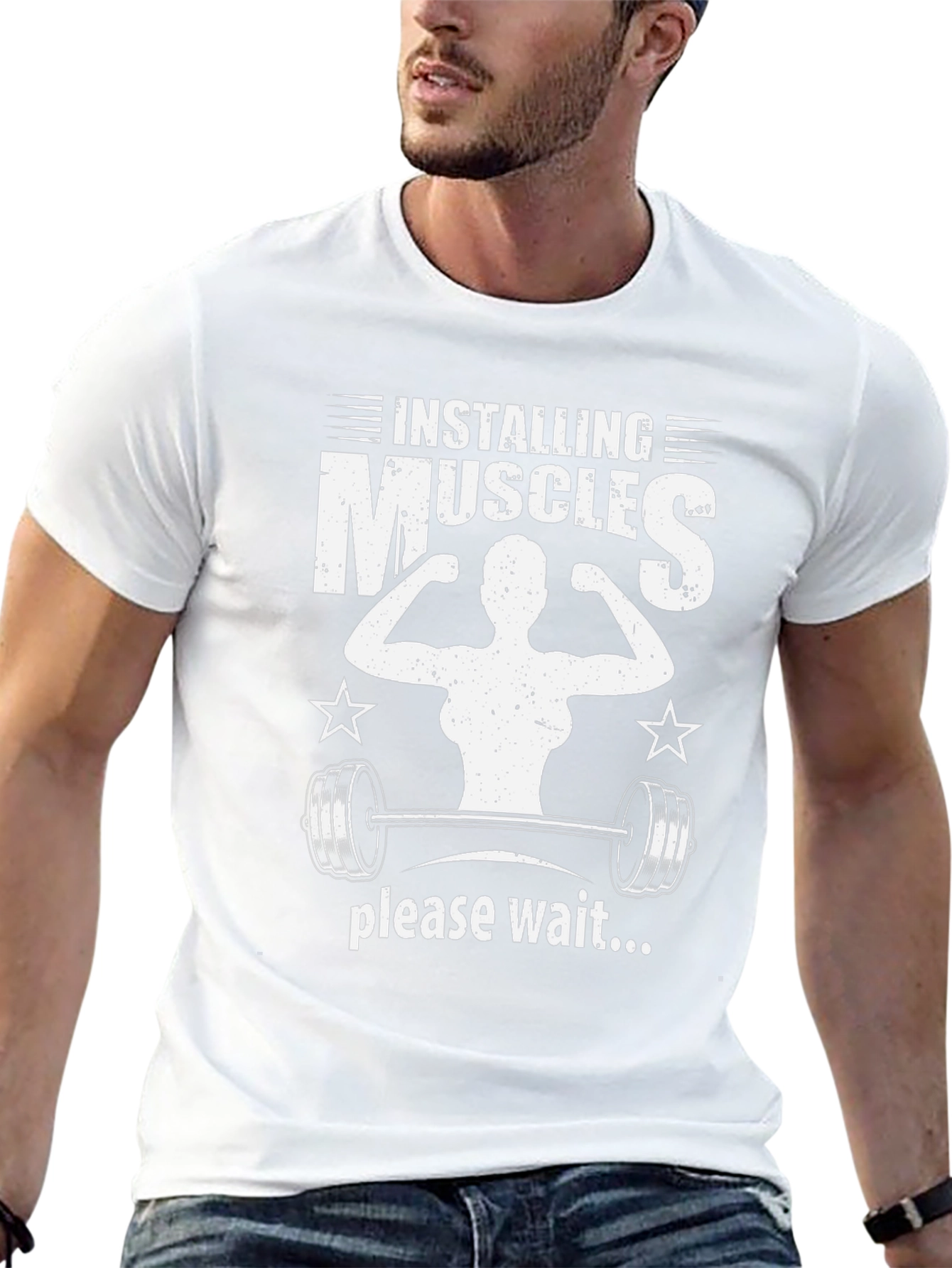 Installing Muscles Black Graphic T-Shirt
