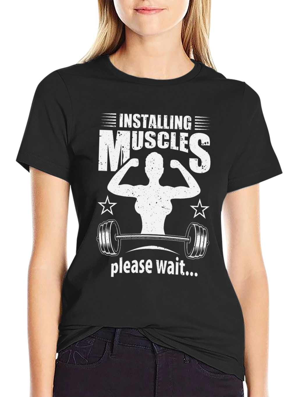 Installing Muscles Black Graphic T-Shirt