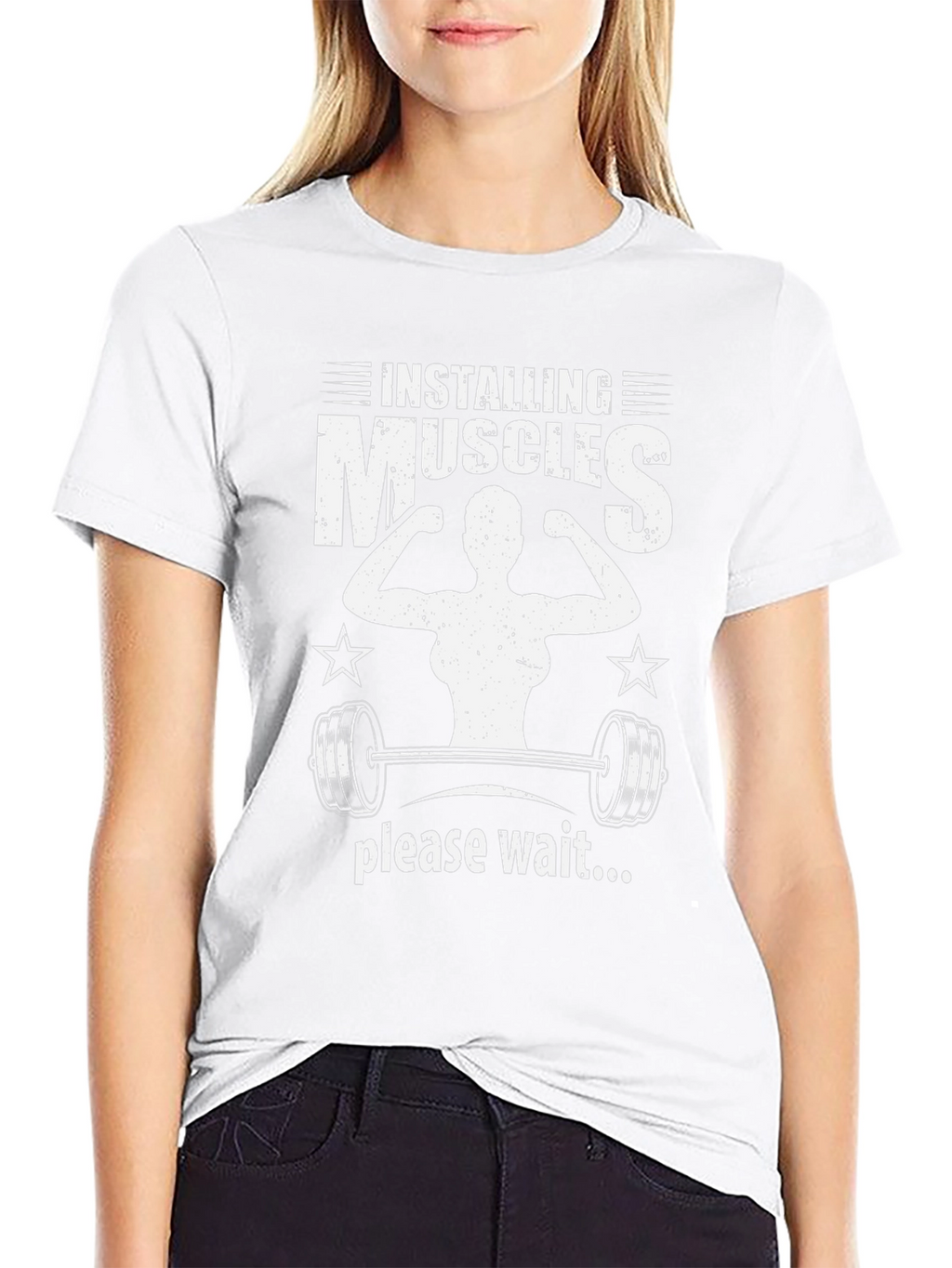 Installing Muscles Black Graphic T-Shirt