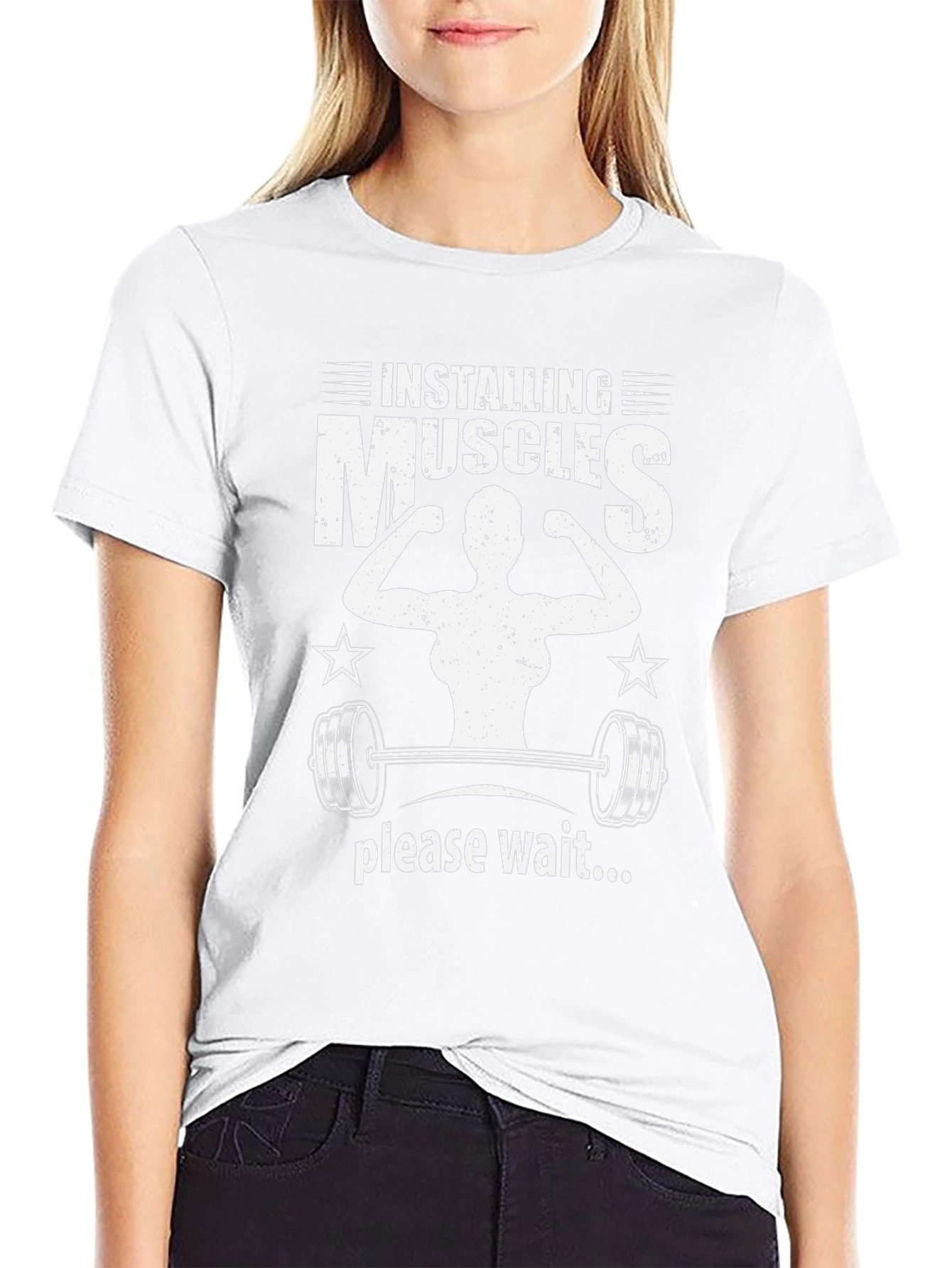 Installing Muscles Black Graphic T-Shirt
