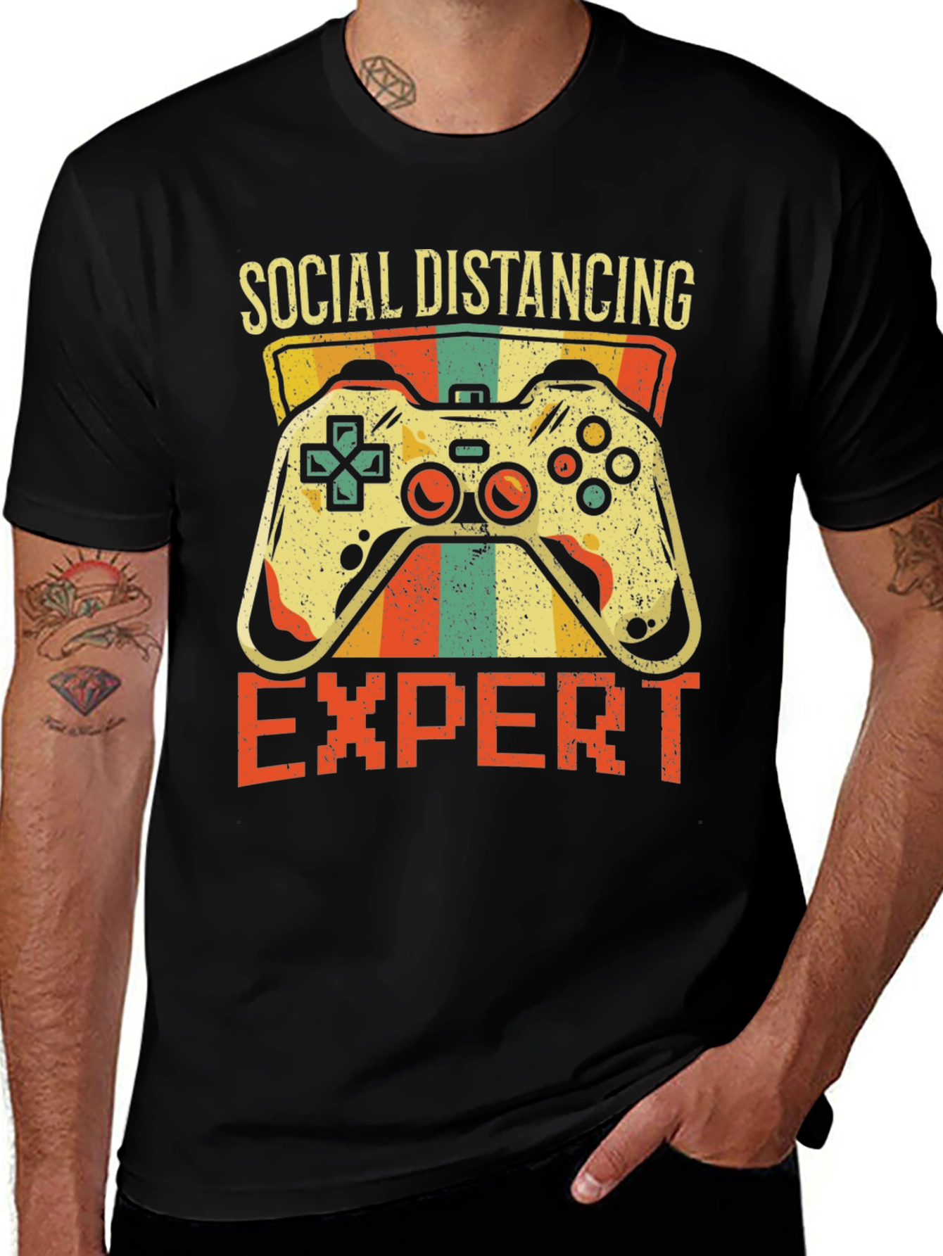 Social Distancing Expert Gamer T-Shirt - Black