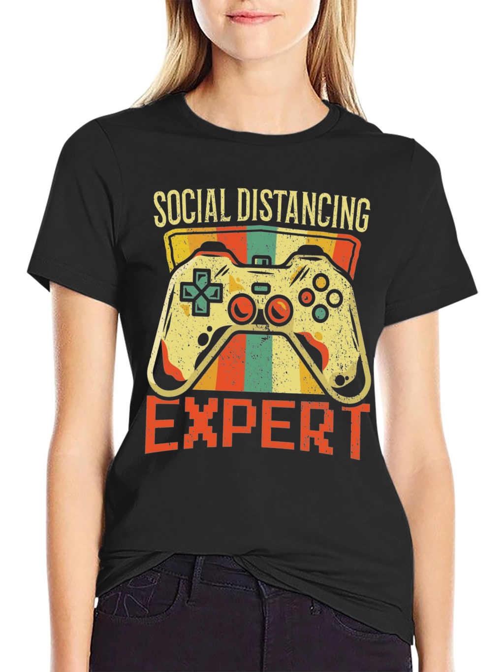 Social Distancing Expert Gamer T-Shirt - Black