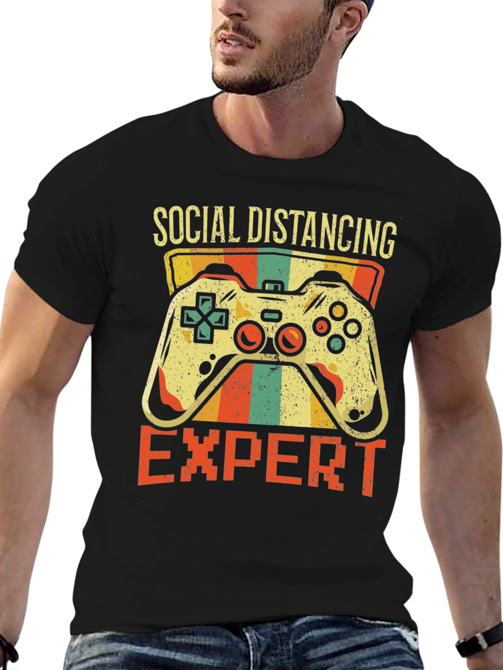 Social Distancing Expert Gamer T-Shirt - Black