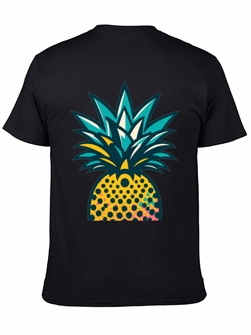 Pineapple Graphic Black T-Shirt - Tropical Design