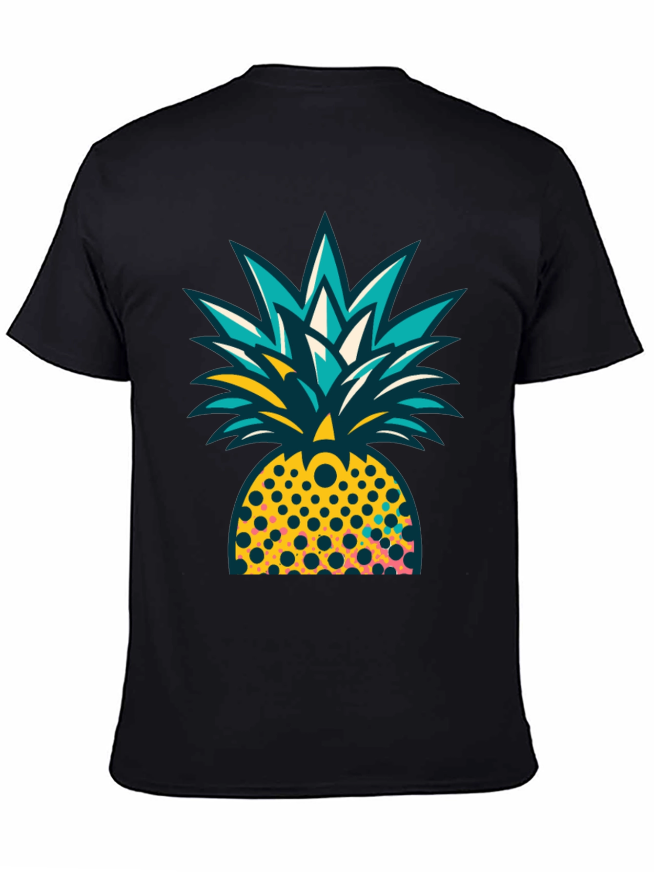 Pineapple Graphic Black T-Shirt - Tropical Design