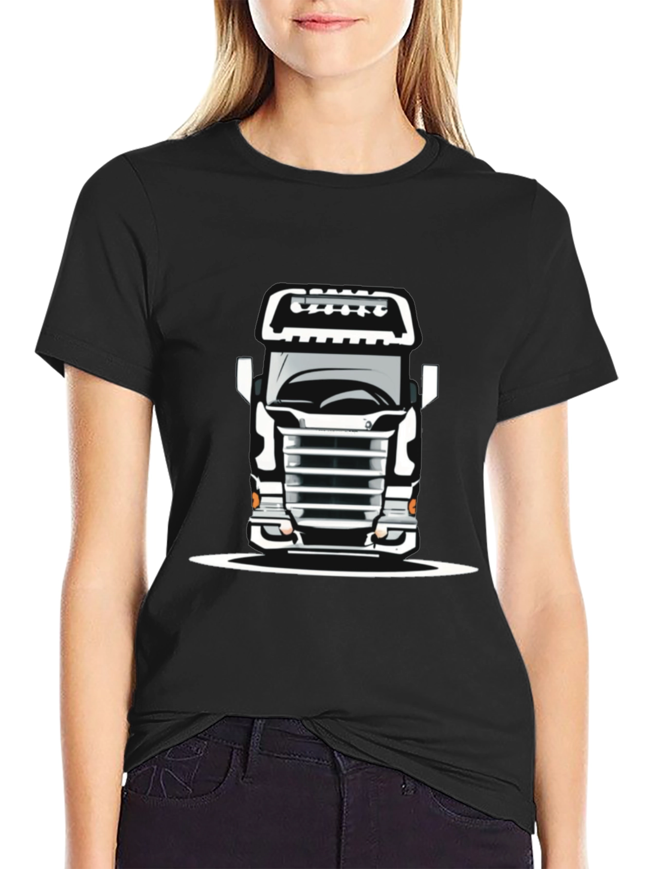 Truck Graphic Tee - Bold Black Cotton T-Shirt
