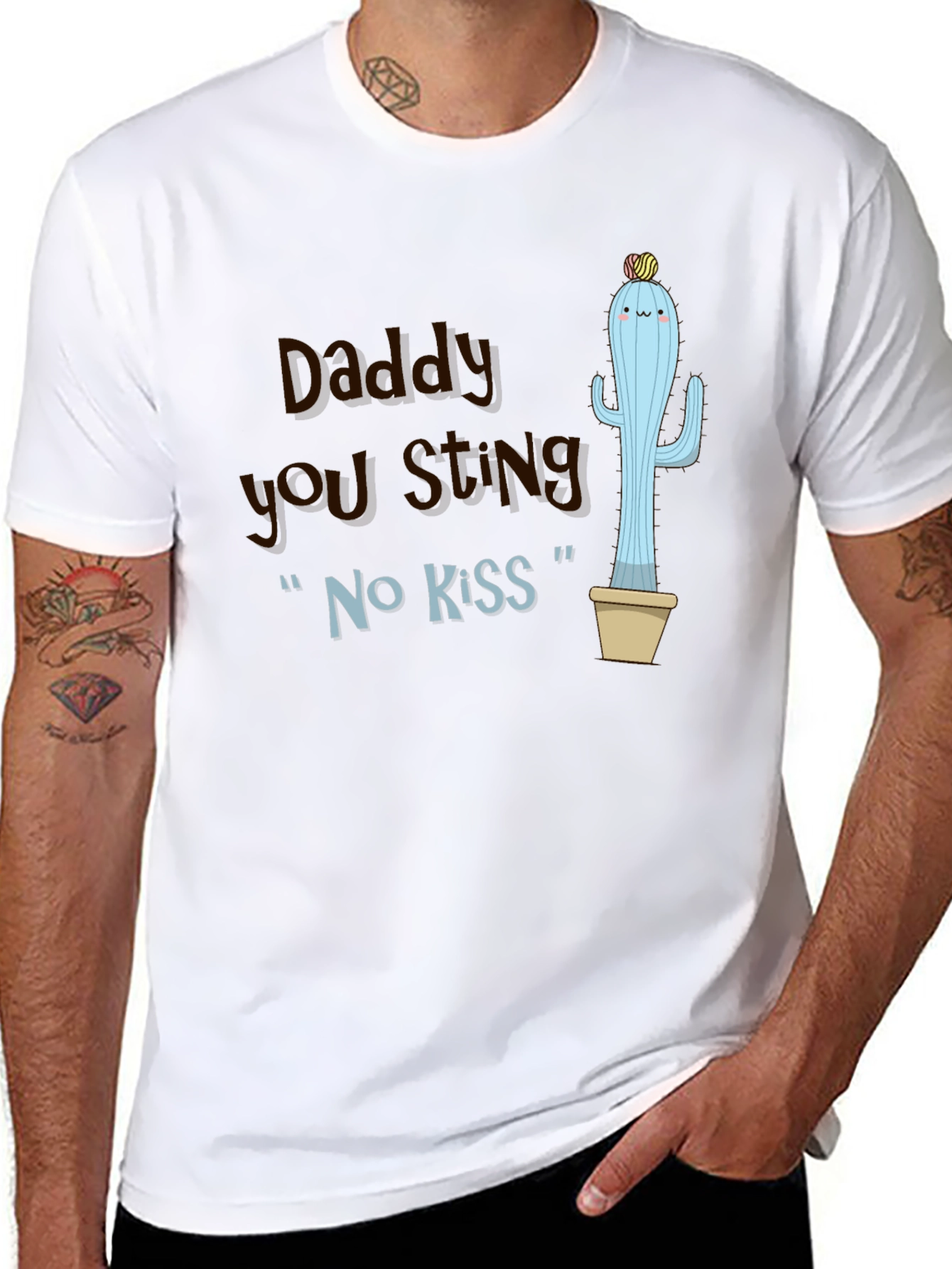 Daddy You Sting Cactus T-Shirt Novelty Humor Tee