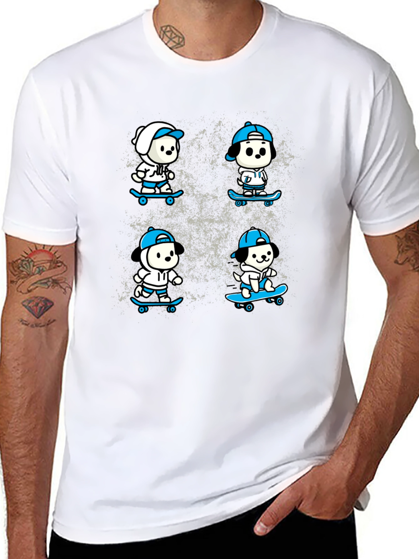 Cool Skateboard Dog T-Shirt - Black