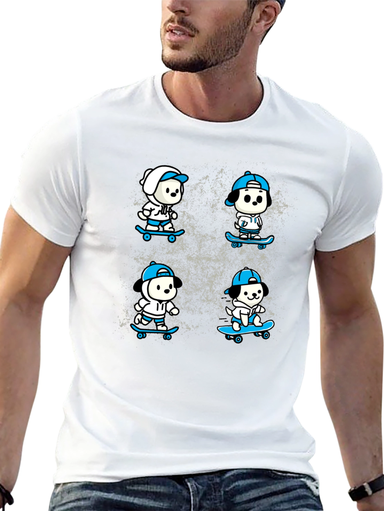 Cool Skateboard Dog T-Shirt - Black