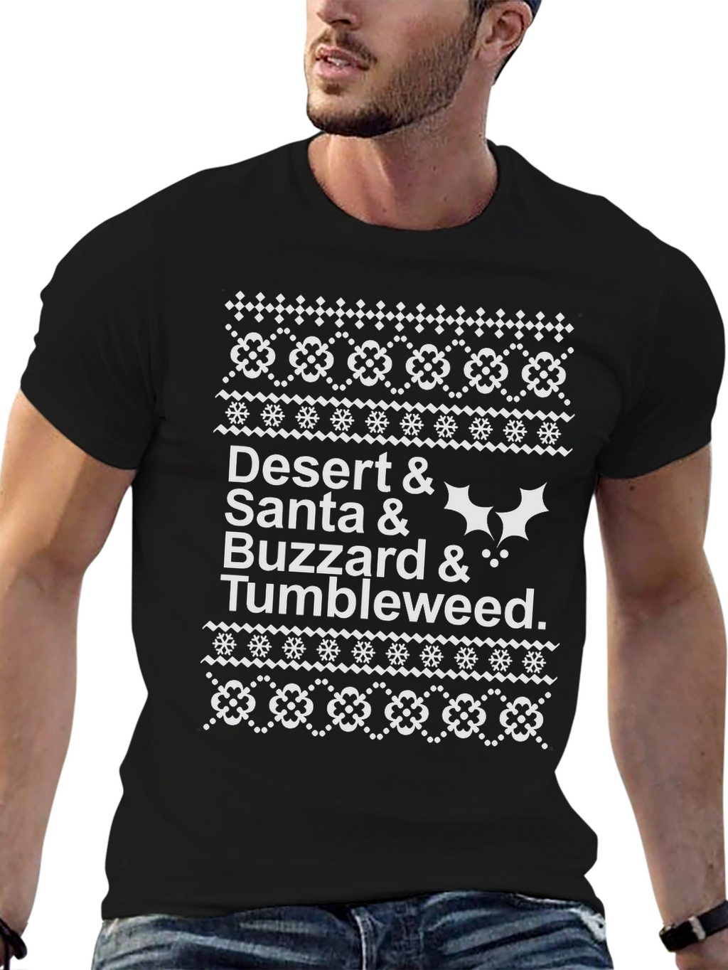 Desert Santa Buzzard Tumbleweed Ugly Christmas T-Shirt
