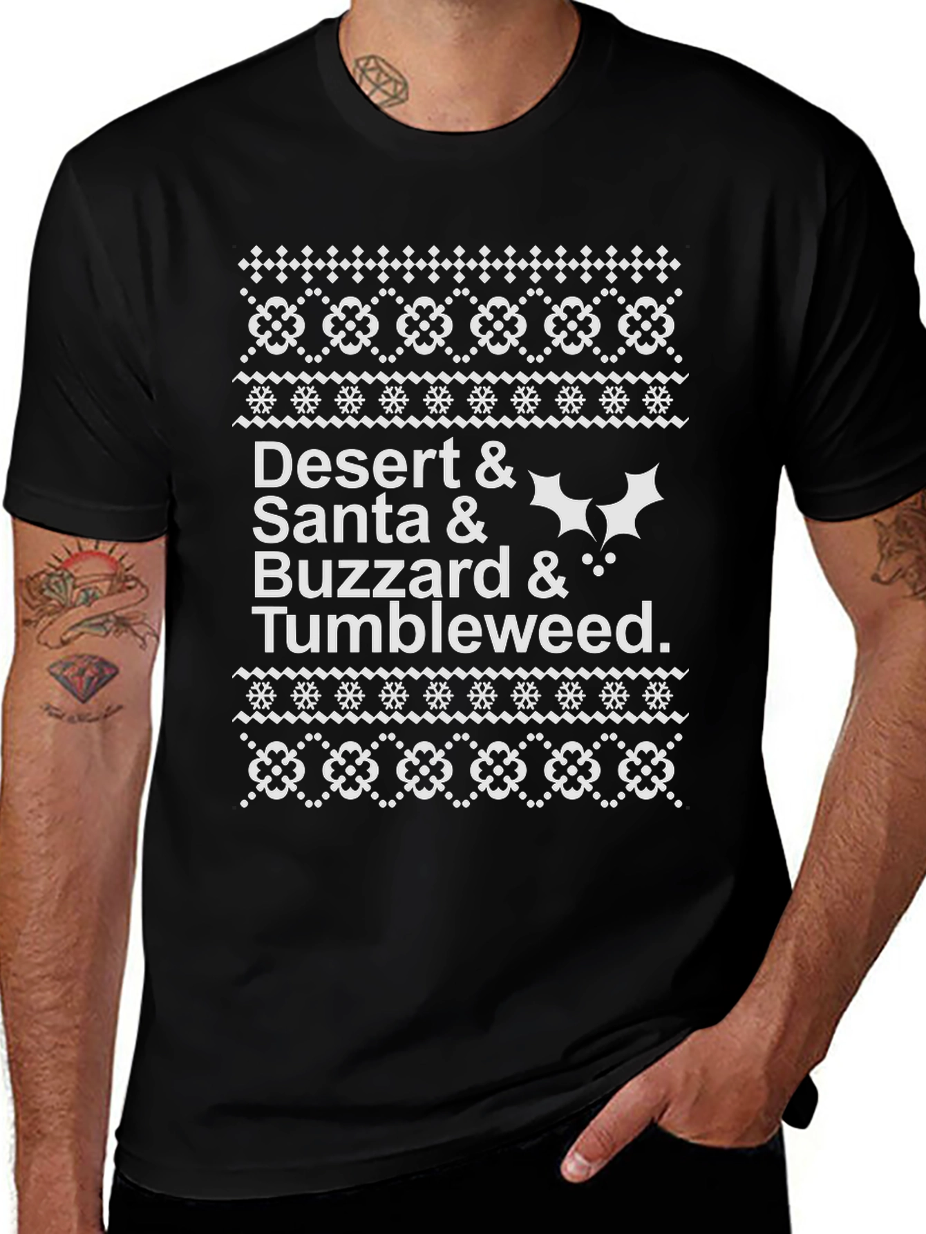 Desert Santa Buzzard Tumbleweed Ugly Christmas T-Shirt