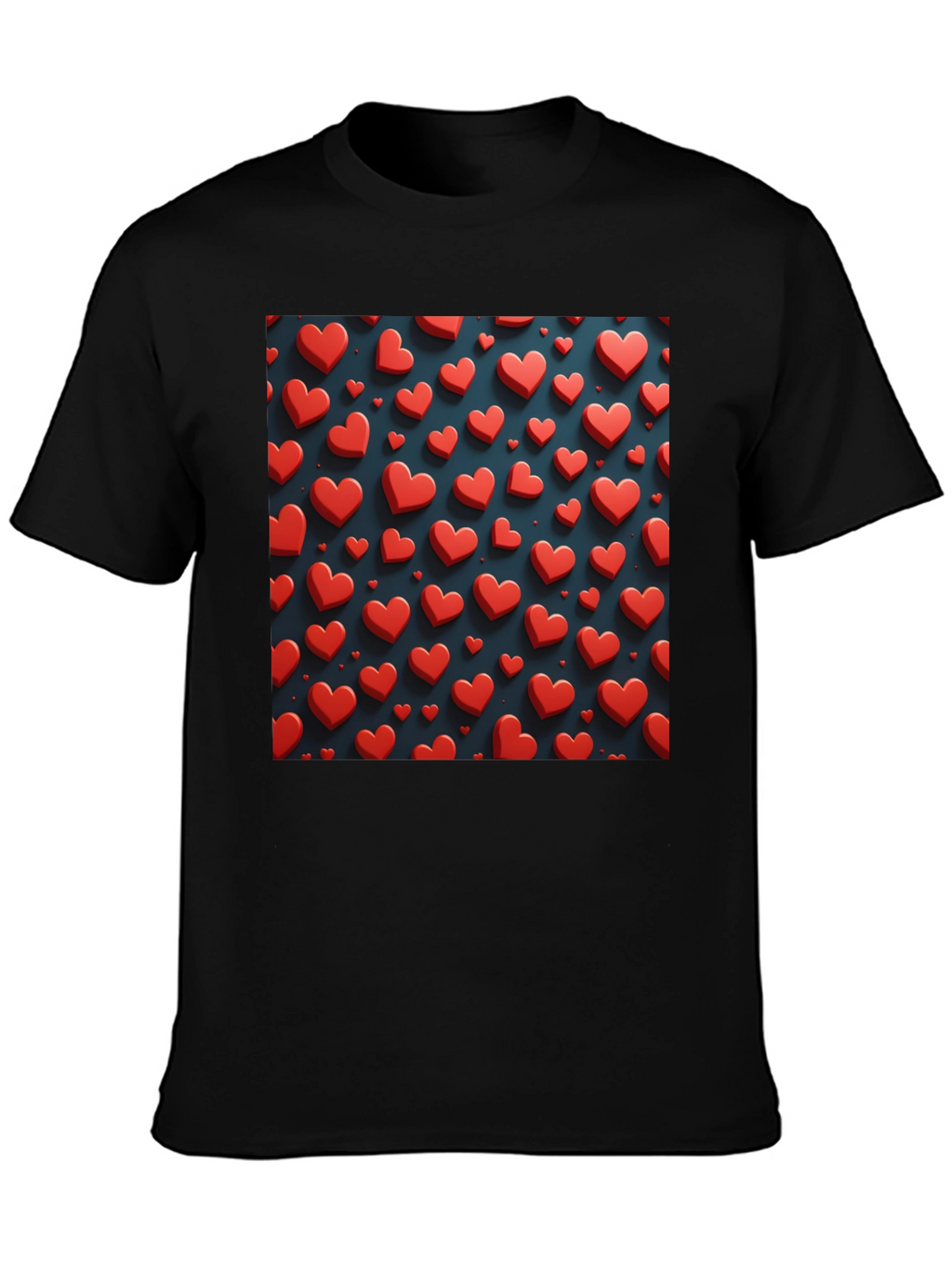 Heart Pattern Black T-Shirt for Men