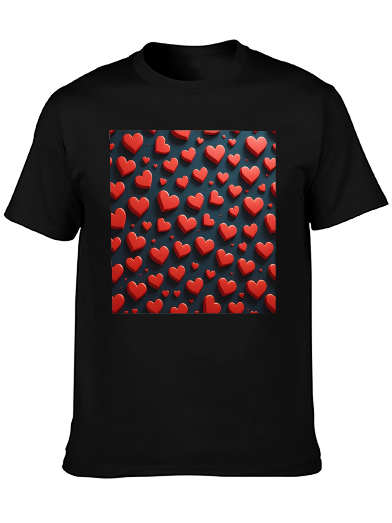 Heart Pattern Black T-Shirt for Men
