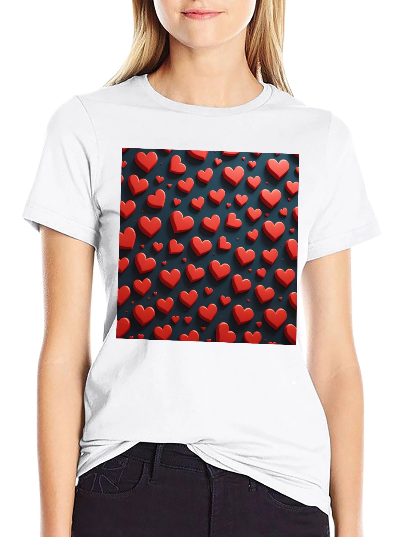 Heart Pattern Black T-Shirt for Men