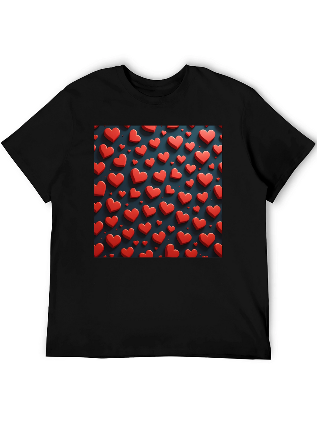 Heart Pattern Black T-Shirt for Men