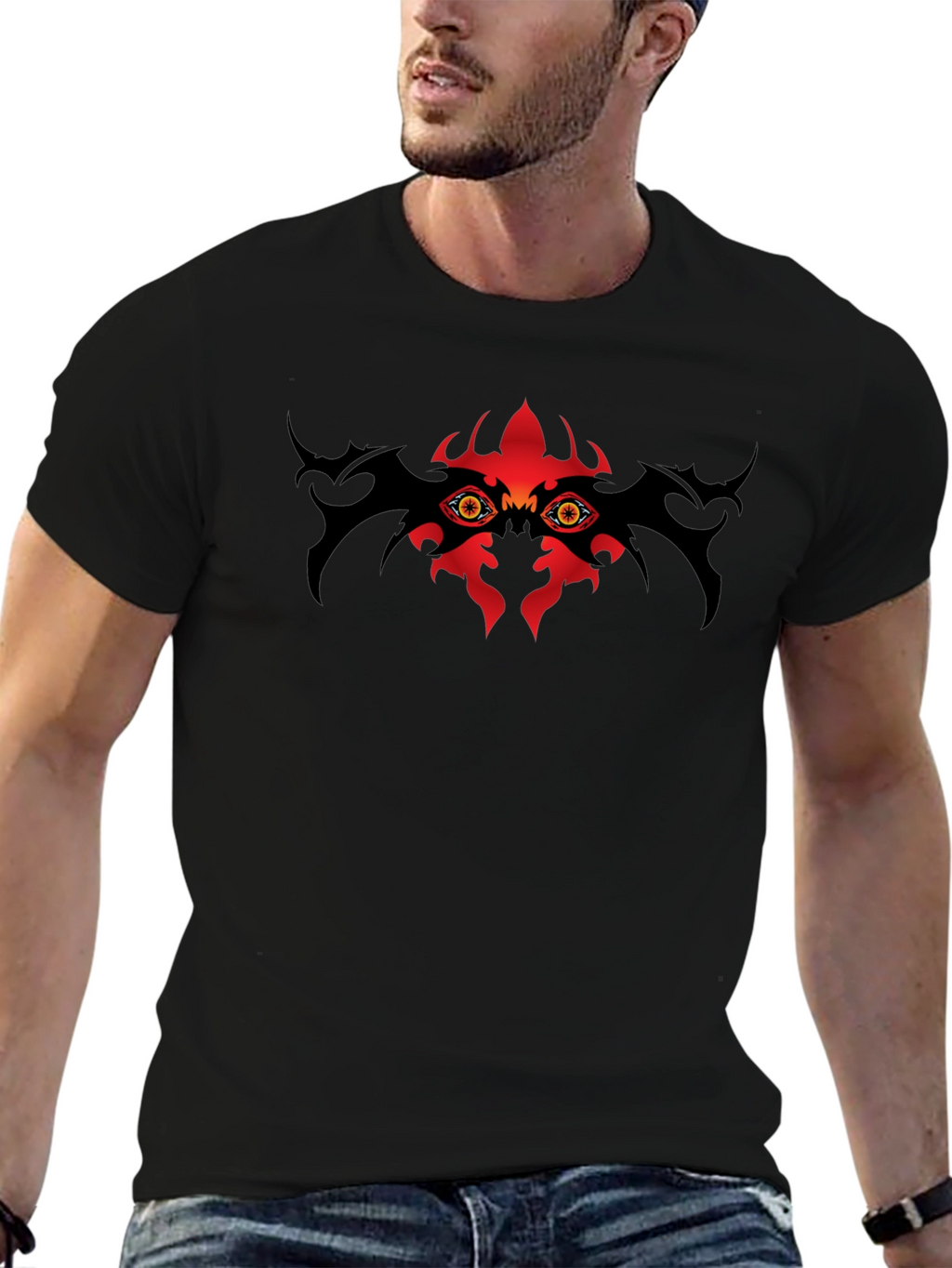 Mens Black T-Shirt with Eye Graphic