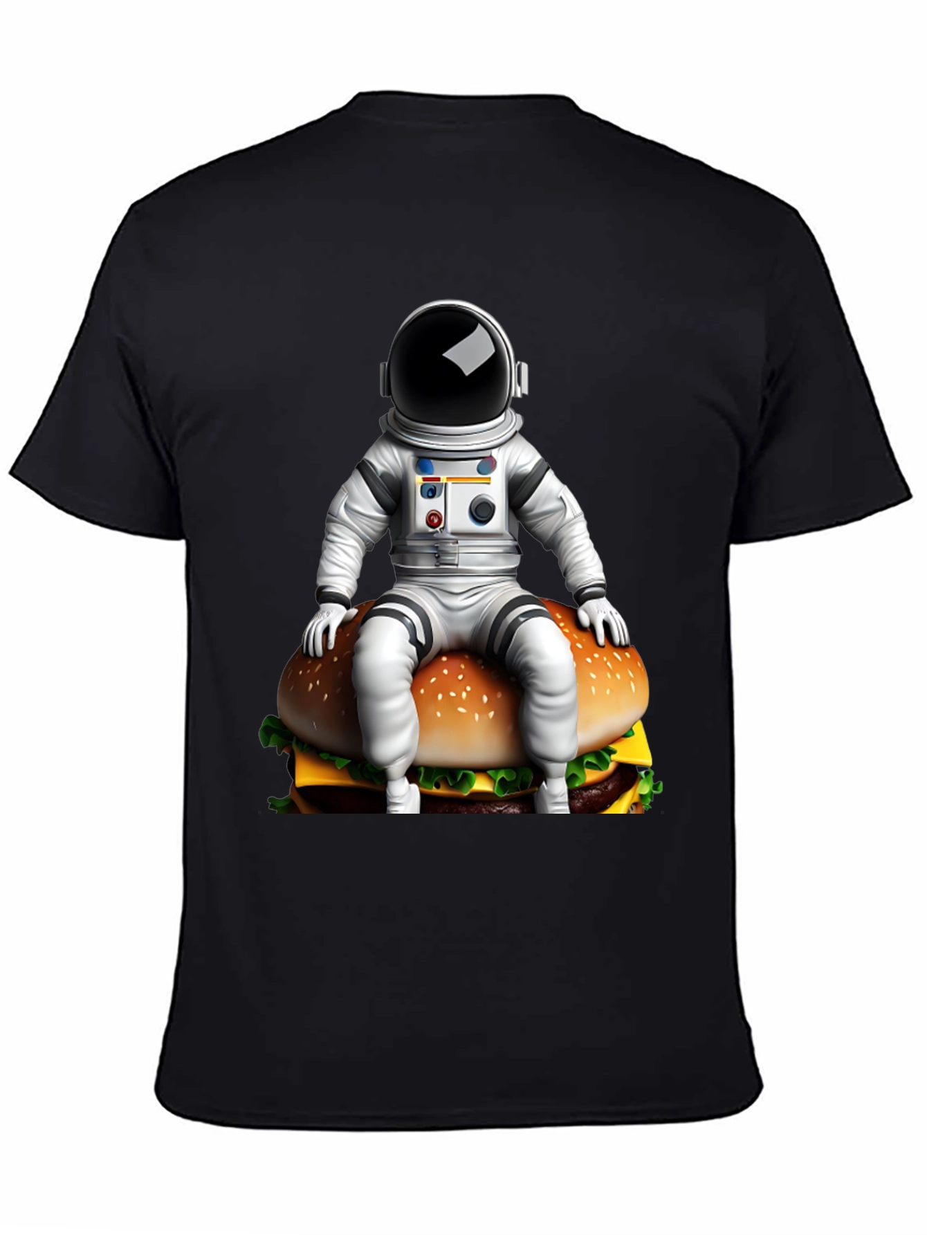 Astronaut Burger Graphic Tee - Black Cotton Blend
