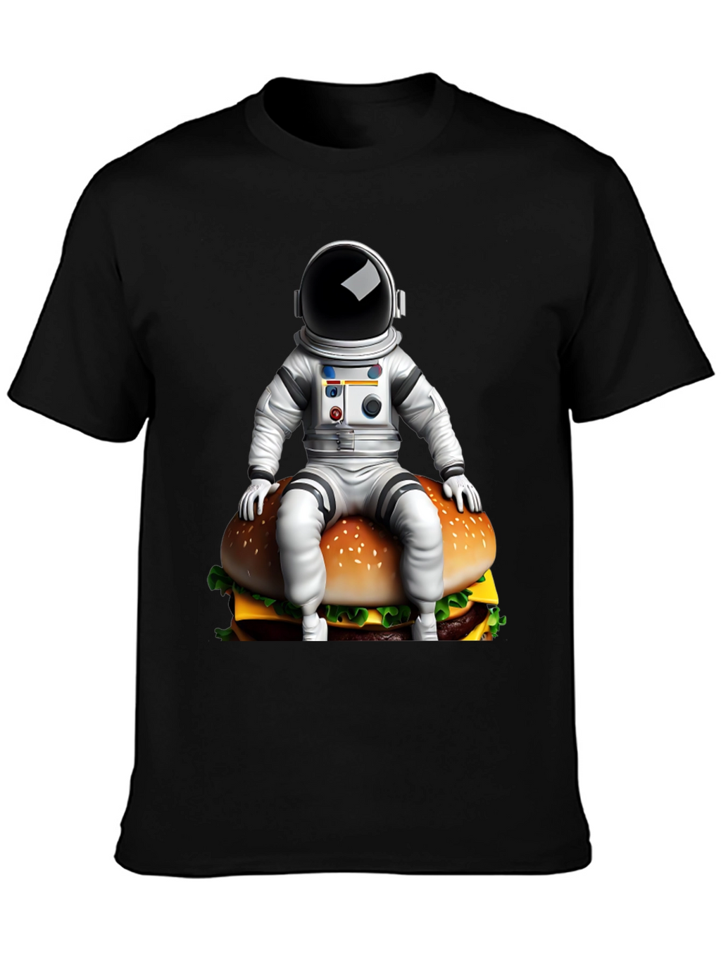 Astronaut Burger Graphic Tee - Black Cotton Blend