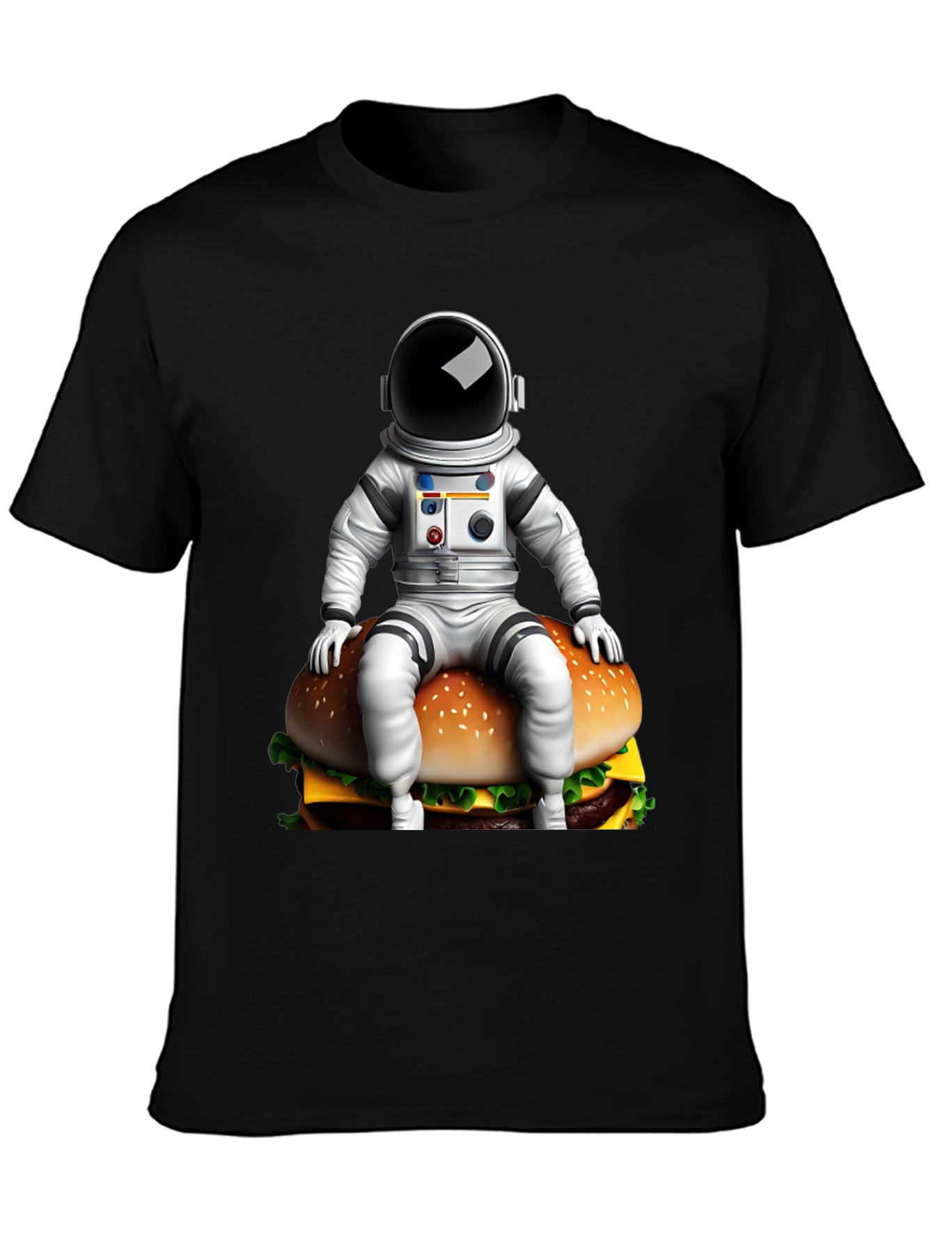 Astronaut Burger Graphic Tee - Black Cotton Blend