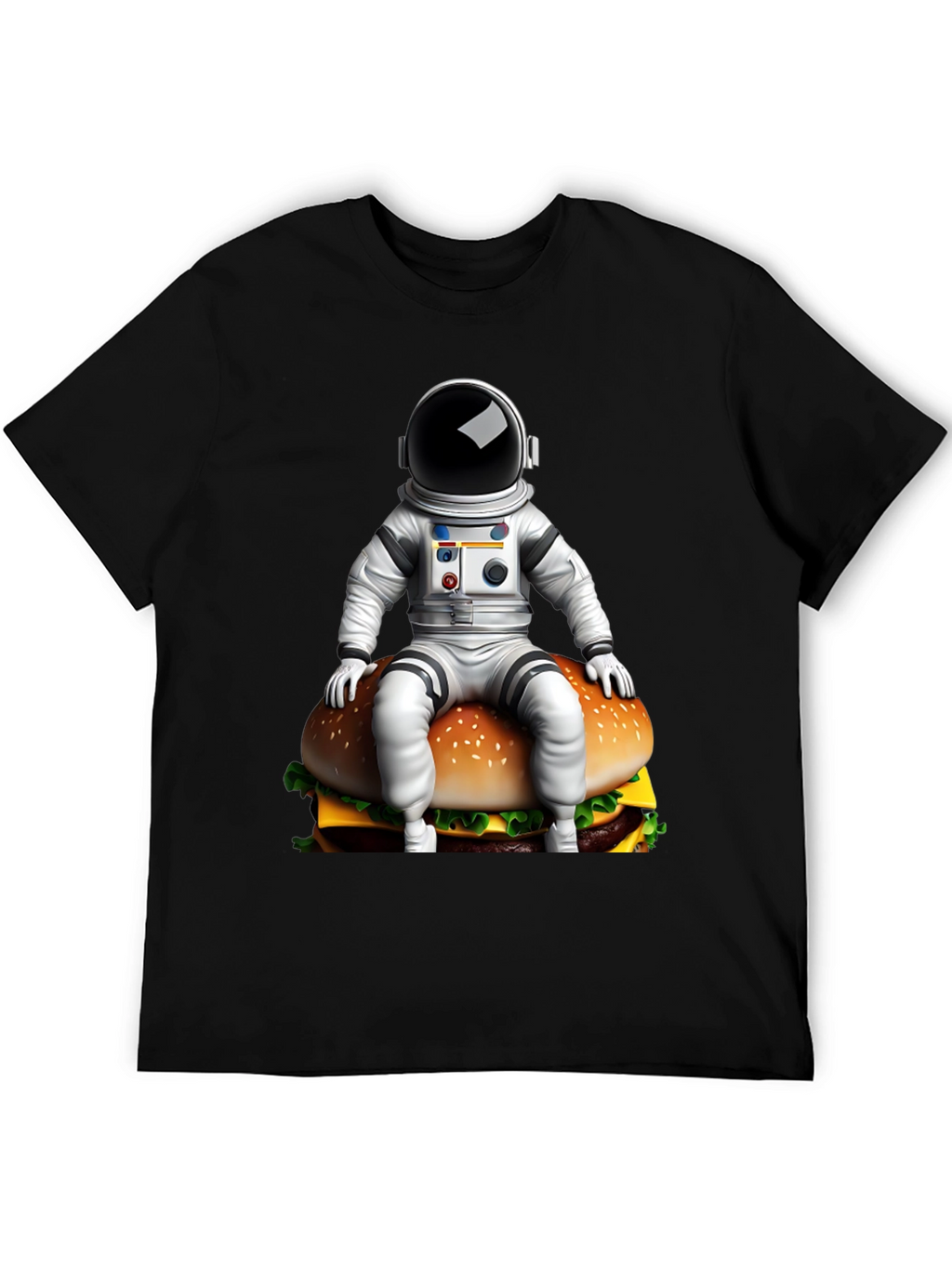 Astronaut Burger Graphic Tee - Black Cotton Blend