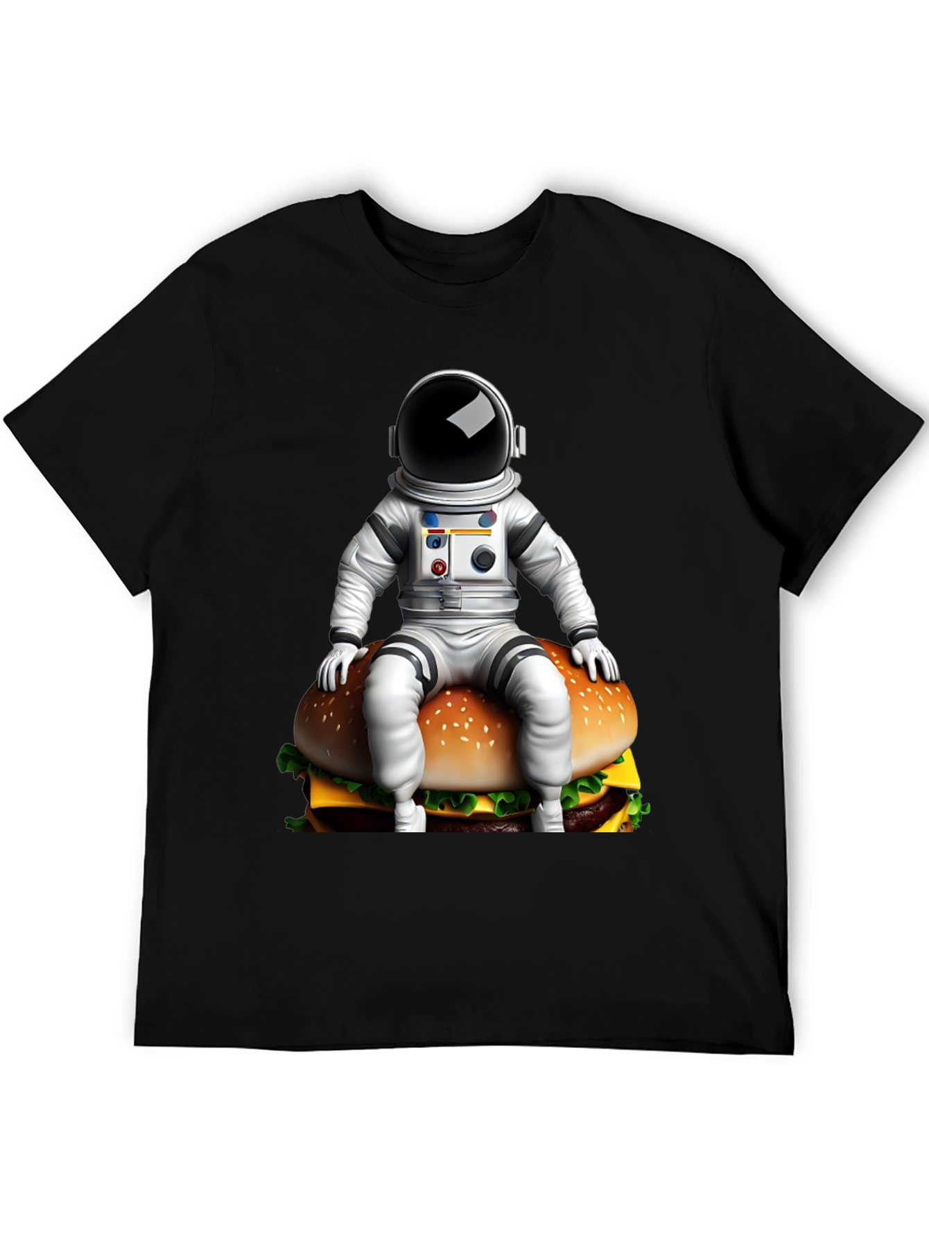 Astronaut Burger Graphic Tee - Black Cotton Blend