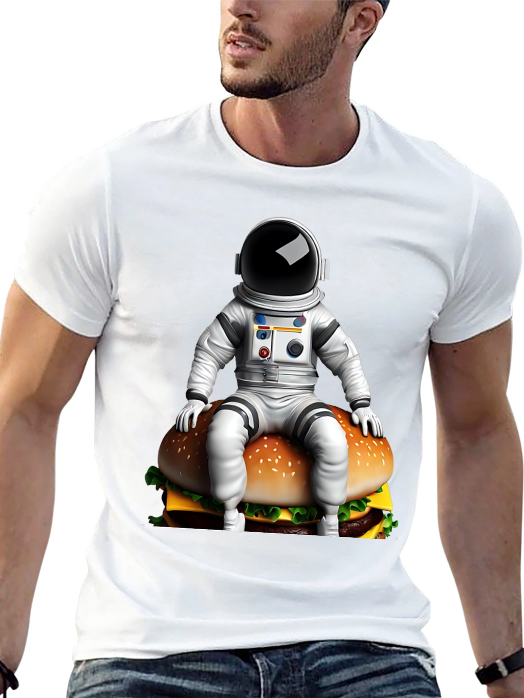 Astronaut Burger Graphic Tee - Black Cotton Blend