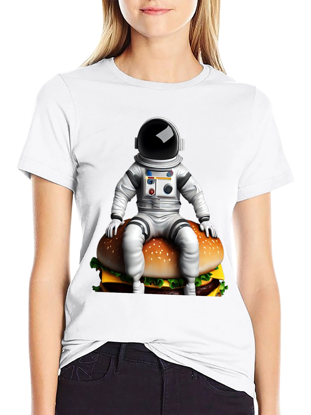 Astronaut Burger Graphic Tee - Black Cotton Blend