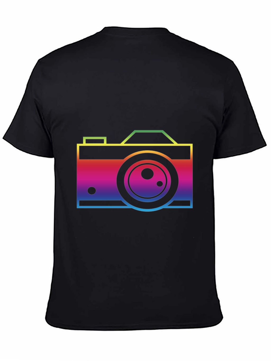 Rainbow Camera Graphic T-Shirt - Black Cotton Tee