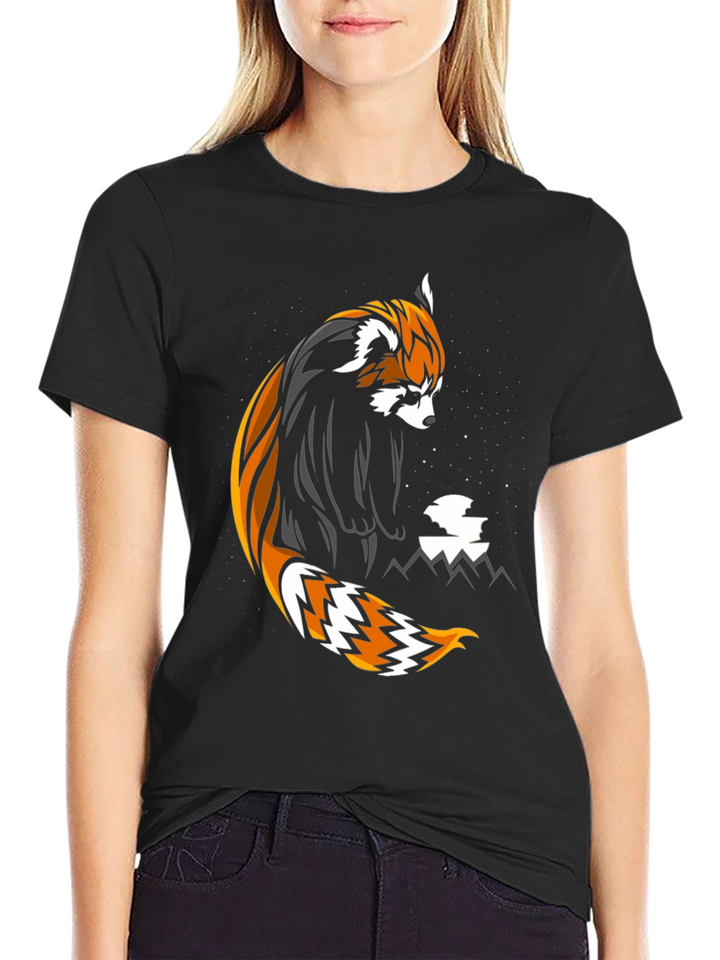 Red Panda Graphic Tee - Stylish Black T-Shirt