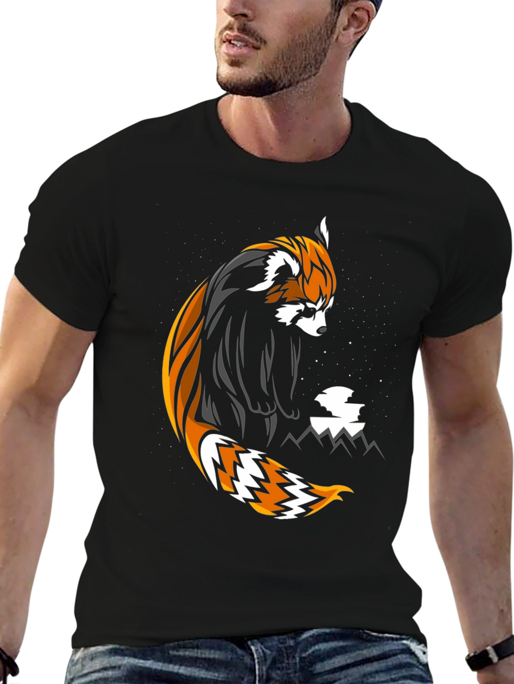 Red Panda Graphic Tee - Stylish Black T-Shirt