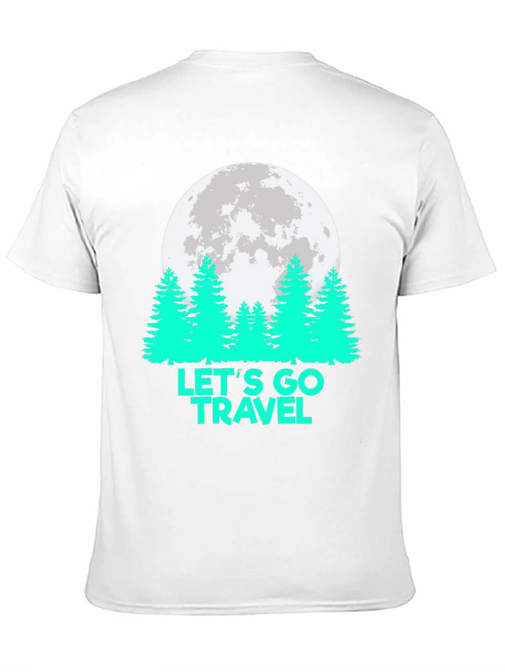Lets Go Travel T-Shirt Moon Pine Tree Graphic Tee