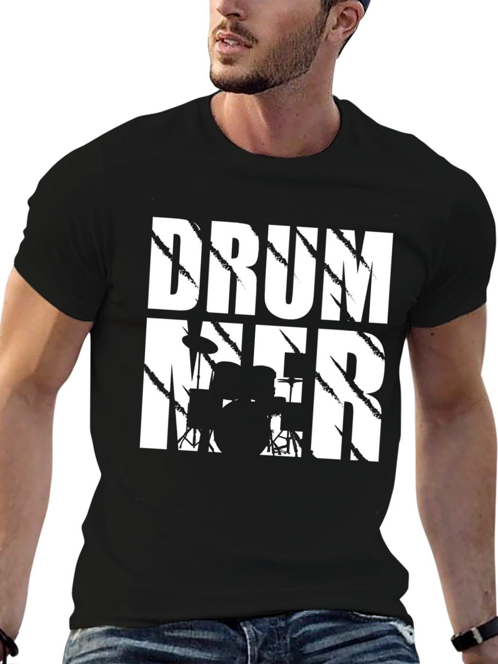 Drummer T-Shirt - Black Cotton Music Tee