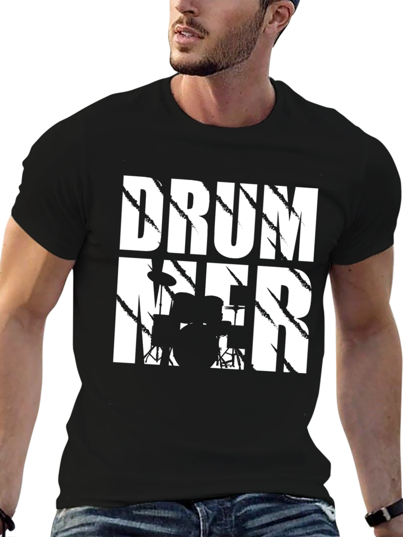 Drummer T-Shirt - Black Cotton Music Tee